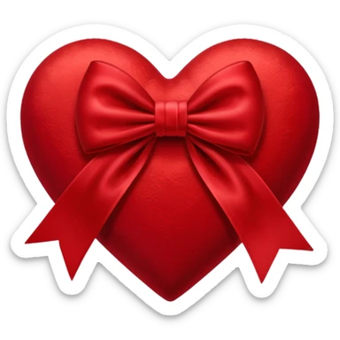 Red velvet heart with bow  sticker