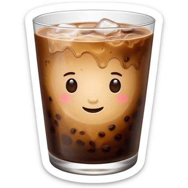 iced coffee in aesthetic round low glass sticker