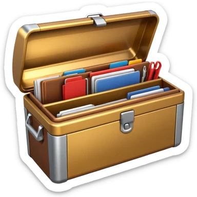 3D Brown golden toolbox filled with files sticker