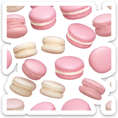 two light pink macaron with pink and white icing sticker
