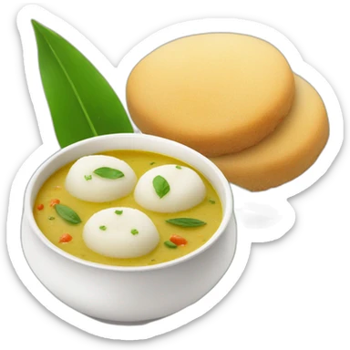 White Idli sambhar and white chutney sticker