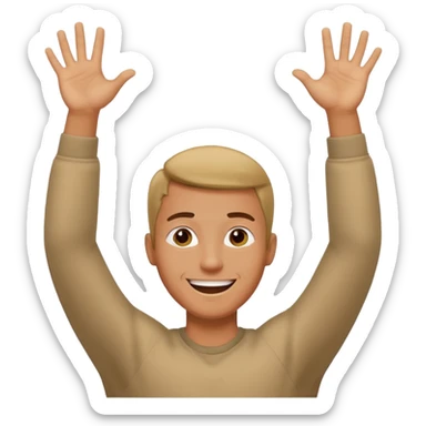 man raising his arms because of freedom sticker