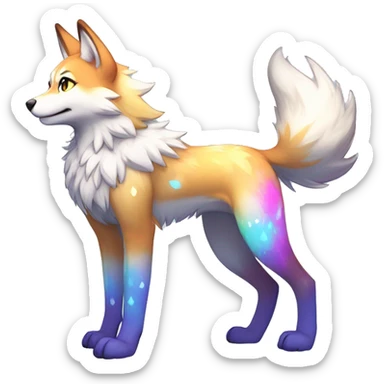 Anthro Colorful Shiny Fionbri-Falvie-sparkle-wolf-sona with colorful markings full body sticker