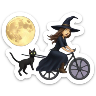 Witch-with-a-cat-riding-a-moon sticker