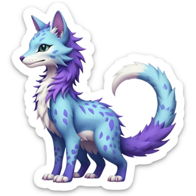 Kawaii pastel edgy fantasy feline-vernid-sergal-fursona animal creature with a tufted tail full body with intricate markings  sticker