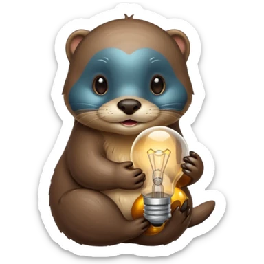 otter hugging a lightbulb sticker