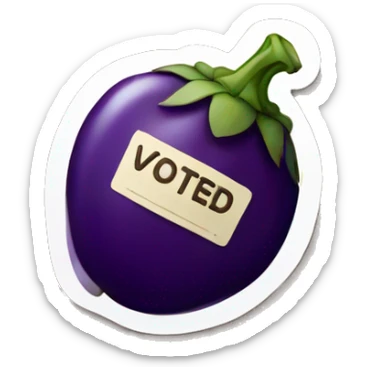 "I voted" sticker with an eggplant sticker