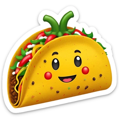 Mexican cuisine humanless avatar in bright style illustration. Taco with peppers, colorful palette, simple shapes, flat design, festive and bold. sticker