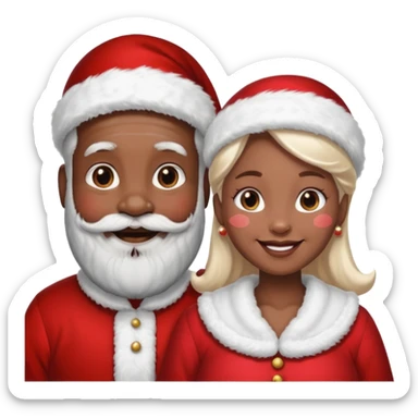 Black Santa with White Mrs. Santa sticker