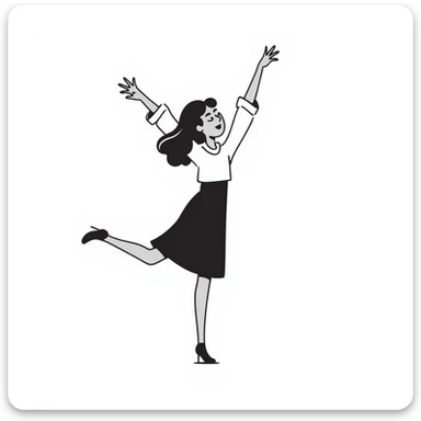 a dancing woman in hand drawn doodle style sticker