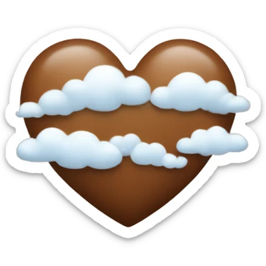 brown heart with small clouds sticker