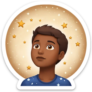 person looking up at stars sticker