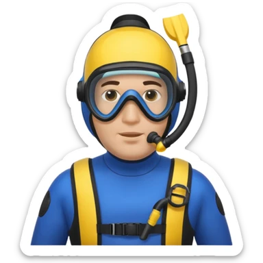 Man 38 dark hair, mideteranean, slightly overweight, scuba diving. Portrait sticker