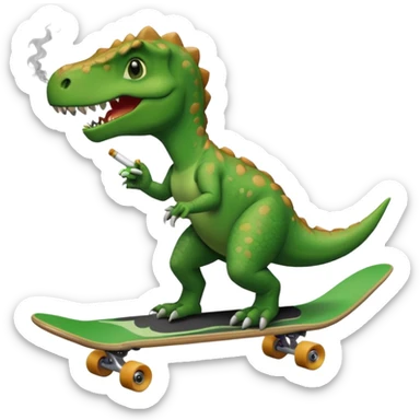 a dinosaur riding a skateboard smoking a cigarette  sticker