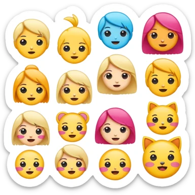 Cute cartoon sticker, simple flat design, bold outline, bright colors, chibi style, expressive face, minimal background, vector style, high contrast, emoji-like, transparent background, sticker pack style sticker