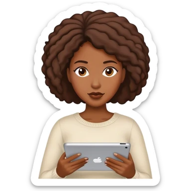 Black woman reading iPad sticker