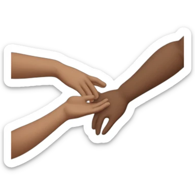 a man stretching hands with other man sticker