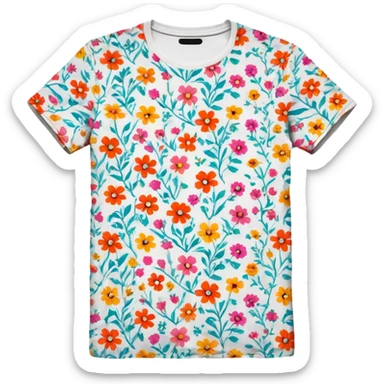 floral pattern graphic tee shirt sticker