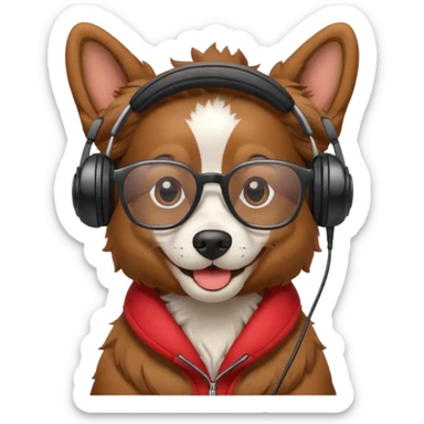 Un perro con lentes y audífonos  sticker