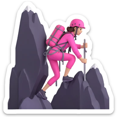woman in pink clothes mountain climbing sticker