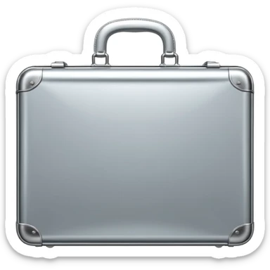 A luxury briefcase emoji made of polished silver chrome, smooth rectangular shape, metallic reflections, minimal high-end design, swag business aesthetic, iOS emoji style, centered, clean white background
 sticker
