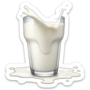 milk spilling from the glass sticker