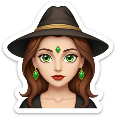 Bruja sexy de tez blanza cabello castaño y ojos verdes  sticker