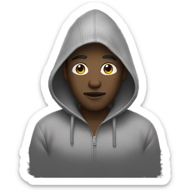 black grayscale man in a hooded jacket sticker