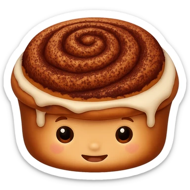 Add more cinnamon to the cute cinnamon roll in the style of apple emojis. Keep the emoji style and no background. sticker