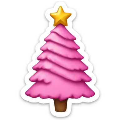 Pink Christmas tree with a bow sticker
