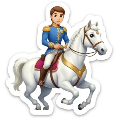 Muscle Prince Charming with short brown hair riding a horse sticker