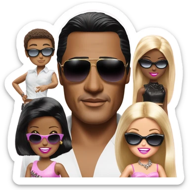 Tony Montana sunglasses with 3 Barbie’s sticker