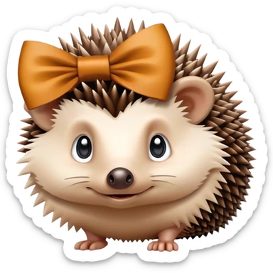 Hedgehog wearing a bow on its head ￼￼ sticker