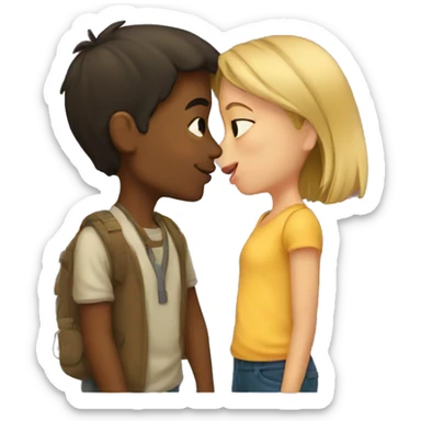 boy kisses girl sticker