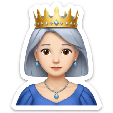 gray hair ladies with necklace and crown, with blue dress sticker