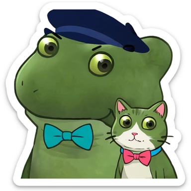 Un perro con un gatito  sticker