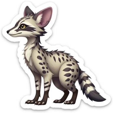 Feral Rare Fantasy dark pastel Vernid-Sergal-Genet-Trico-species by LiLaiRa, random markings, tufted tail, tufted ears, full body sticker
