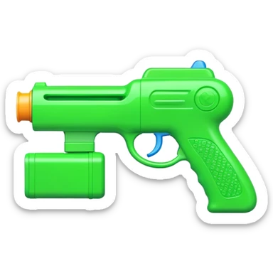 Water pistol toy in bright green color sticker