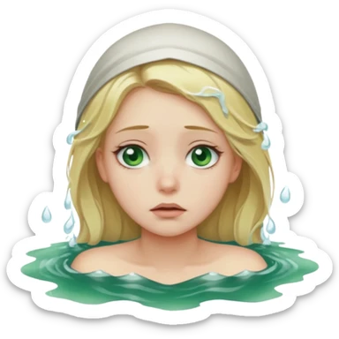 sad depressed weak cs major who is a pretty girl with blond hair and green eyes drowning on ship, very pretty very sad and weak sticker