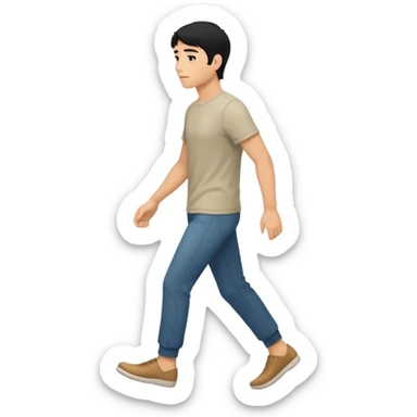 The Walking Man black hair all body from the side and taking a step sticker