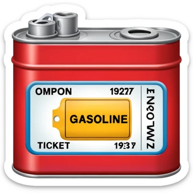 a can of gasoline and 2 tickets sticker