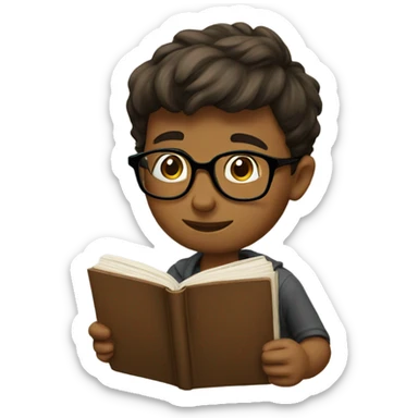 Boy with glasses studying  sticker
