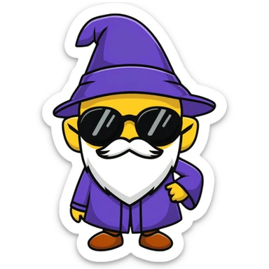 Me with sunglasses and wizzard hat  sticker