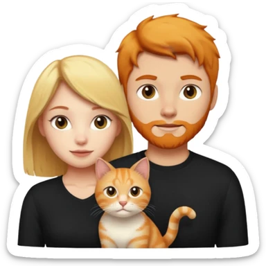 There is a blonde girl, a ginger cat, and a black-haired guy. sticker