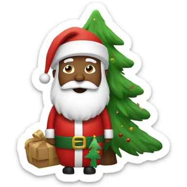 Santa claus with tree sticker