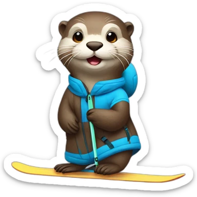 cute otter deguised as a skier sticker