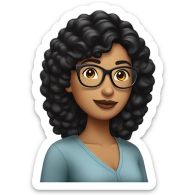 Mujer morena cabello negro con lentes sticker