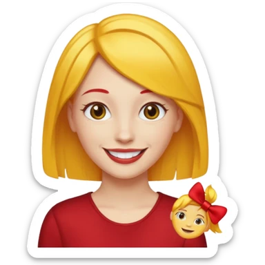 kırmızı toka takan kadın, sarı saçlı sticker