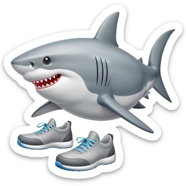 shark with shoes on sticker