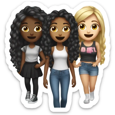 Baddie girl with her friends sticker